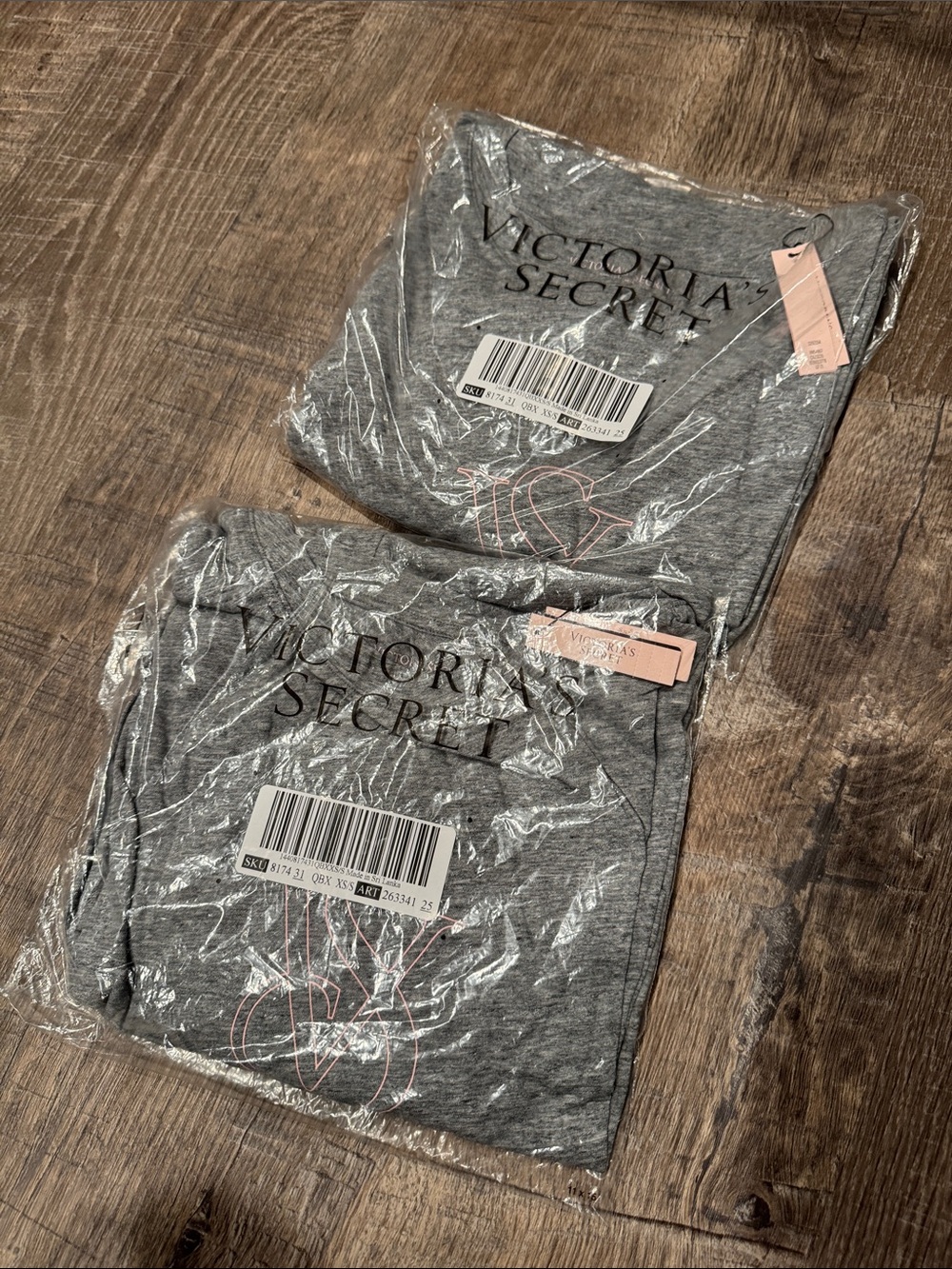 Victoria's Secret Heather Gray Cotton Night Shirt with Pink Logo Accents